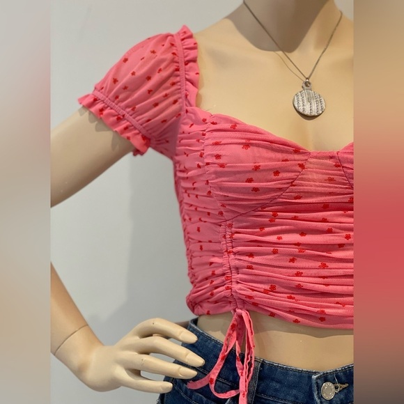 TIGER MIST Crop Top Size Ruched Pink Xs Like new - Picture 4 of 11